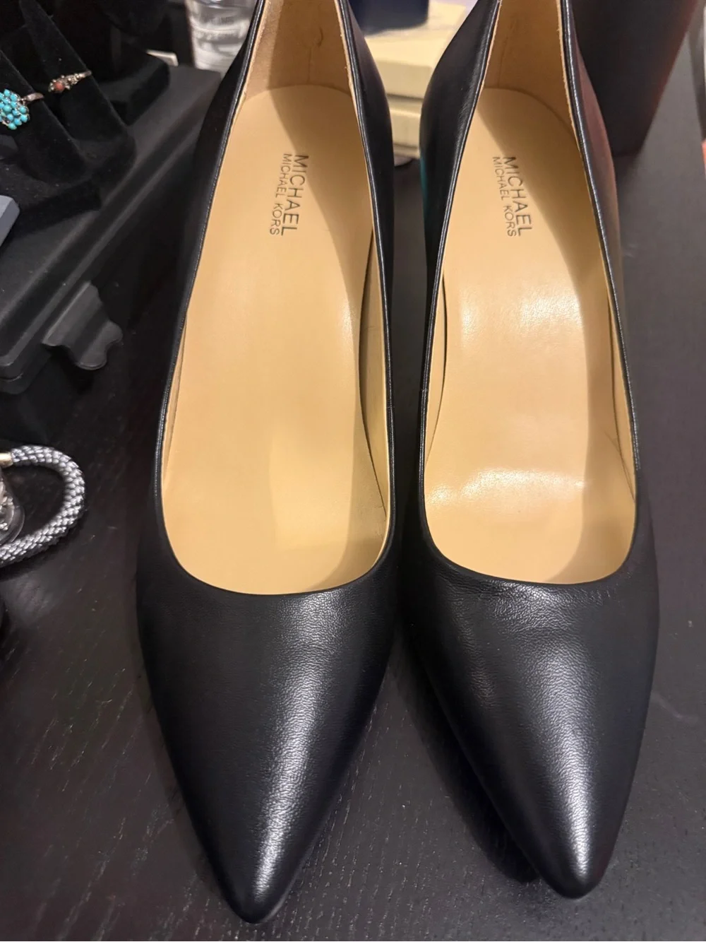 Michael Kors Black Pointed Leather High Heels